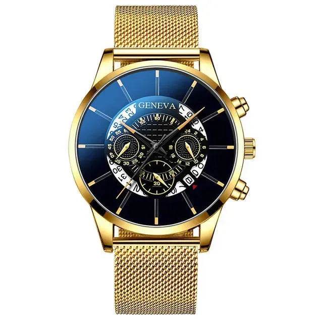 Montre calendrier en maille alliage