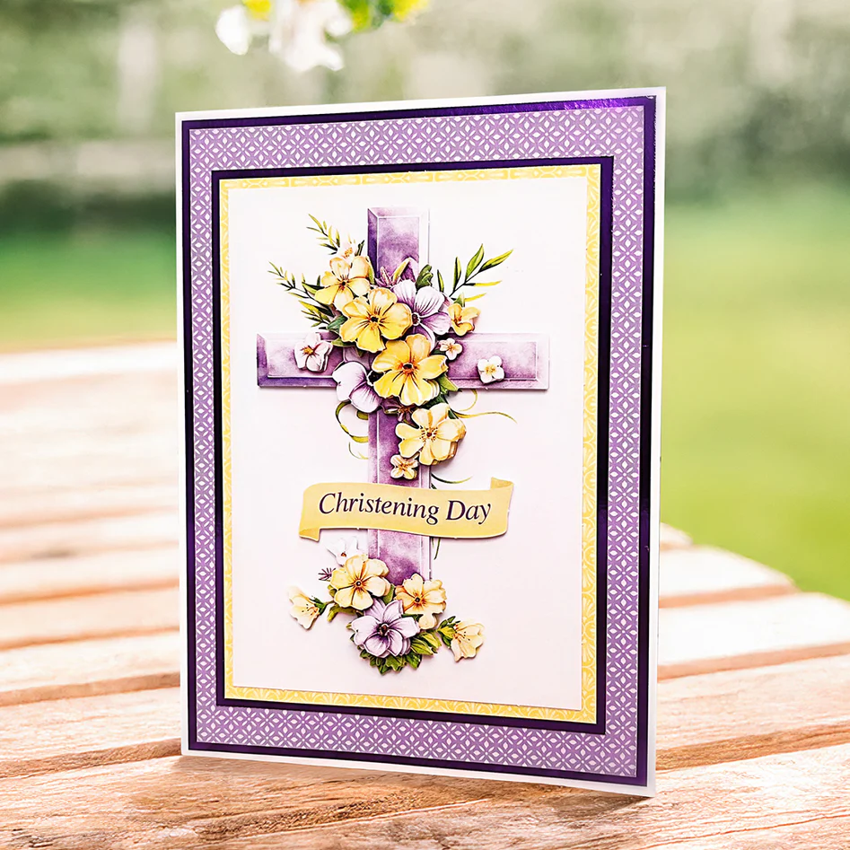 Décopatch prédécoupé – Croix florale lilas (lot de 3)