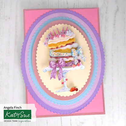 Découpage découpé à l'emporte-pièce - Gâteau d'anniversaire et fleurs (Paquet de 12)