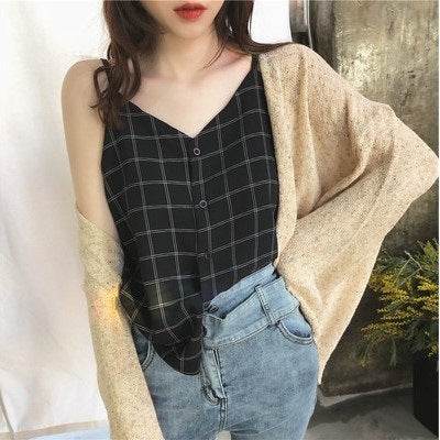 Casual sleeveless button down Chiffon  blouse top for women
