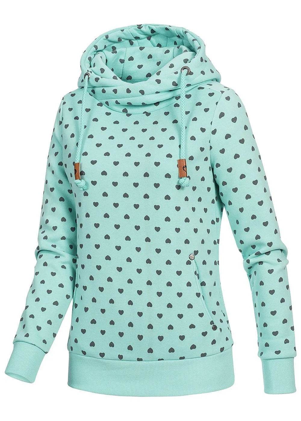 Women Printed loose hooded sweatshirt