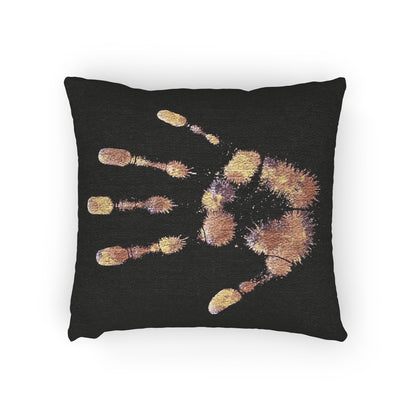 Metallic Handprint Woven Pillow | Boho Accent Throw Pillow