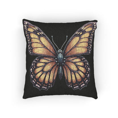 Monarch Butterfly Woven Pillow | Pixel Art Butterfly Throw Pillow