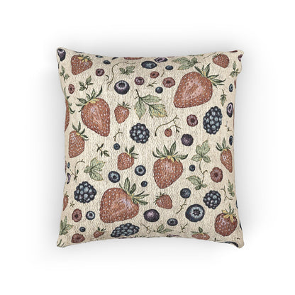 Strawberry Blueberry Pattern Woven Pillow | Fruit Botanical Throw Pillow
