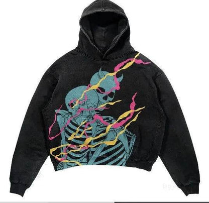 Men's And Women's Fashion Punk Design Fleece Printed Hoodie top