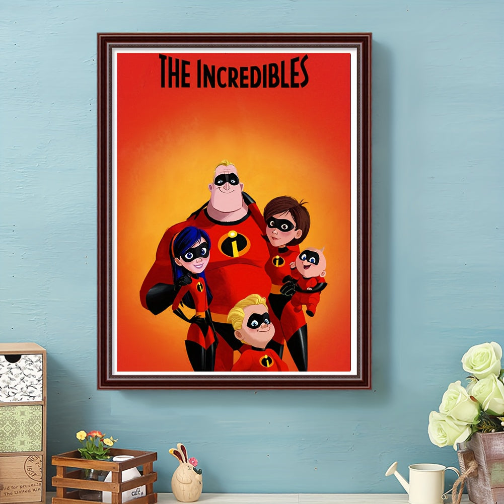 "Gleaming Artistry" Disney The Incredibles 5D Diy Diamond Painting Kit - Round Rhinestone Cartoon Anime Mosaic Art Craft For Home Decor, 11.81X15.75 Inch Canvas