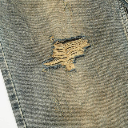 Pantalon en jean pour homme à effet usé, délavage industriel
