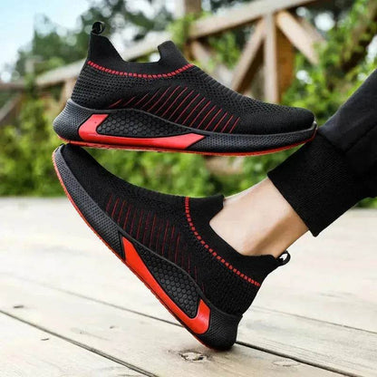 Chaussures Chaussettes en Maille Tendance avec Motif Rayé pour Homme, Baskets Respirantes à Enfiler, Chaussures de Course Légères Décontractées