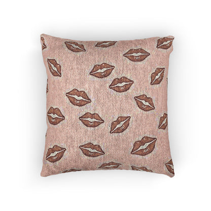 Kiss Pattern Woven Pillow | Lip Print Decorative Pillow
