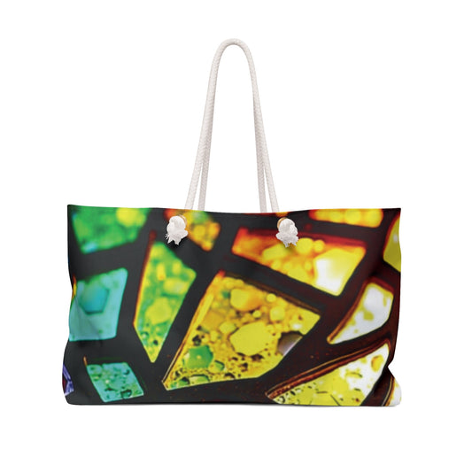 Sac de Voyage Weekender en Mosaïque de Vitraux Arc-en-Ciel | Fourre-tout de Voyage Coloré