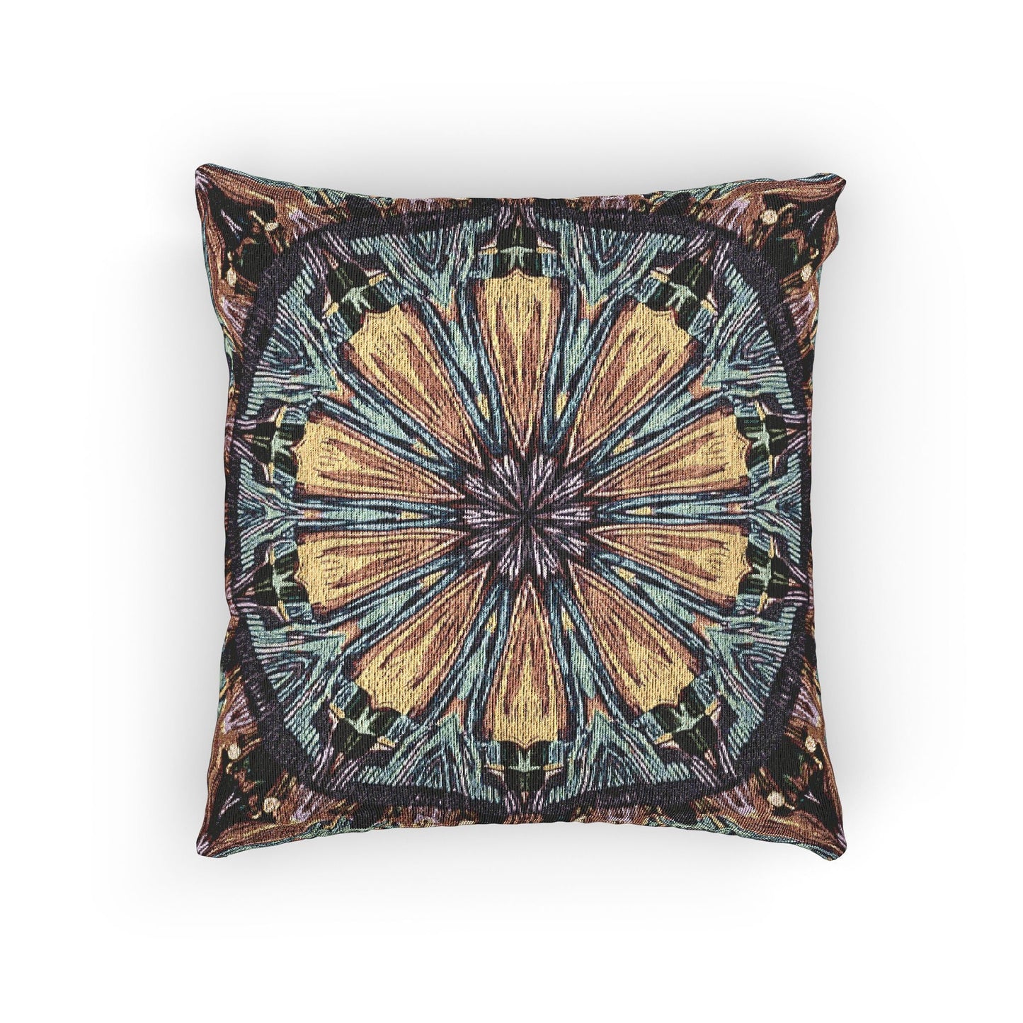 Geometric Mandala Woven Pillow | Boho Tile Decorative Cushion