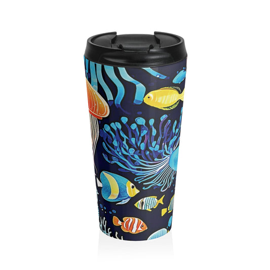 Mug de voyage Méduse Océan — Gobelet isotherme en acier inoxydable coloré sous-marin