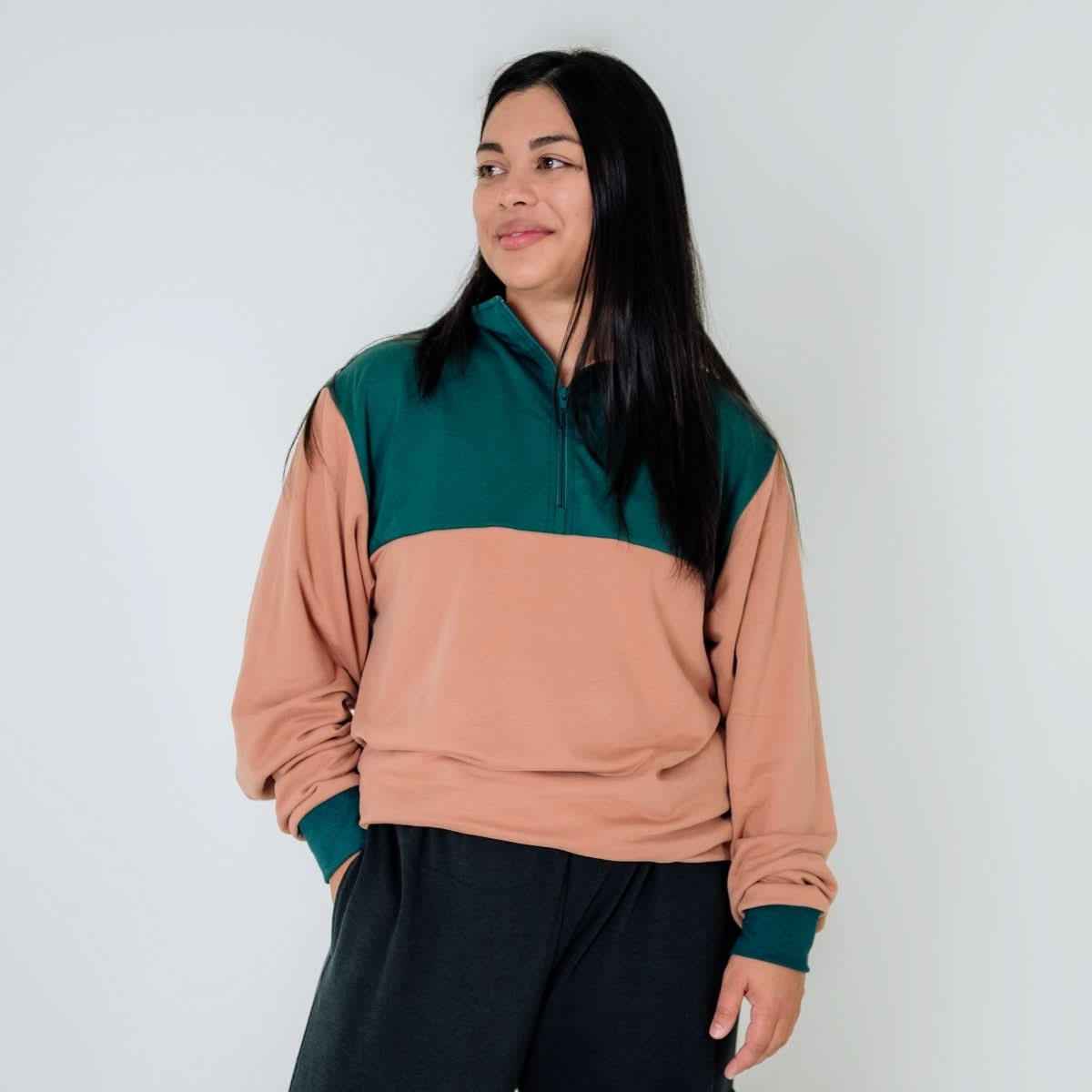Adult Unisex Bamboo Fleece Half Zip | Dusty Lilac With Celestial Floral