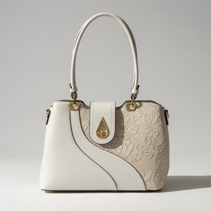 Temptation Italy Faux Leather 2-Handle Bag with Dragonfly and Flowers