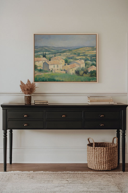 VILLAGE EN FLEURS, Œuvre sur toile tendue