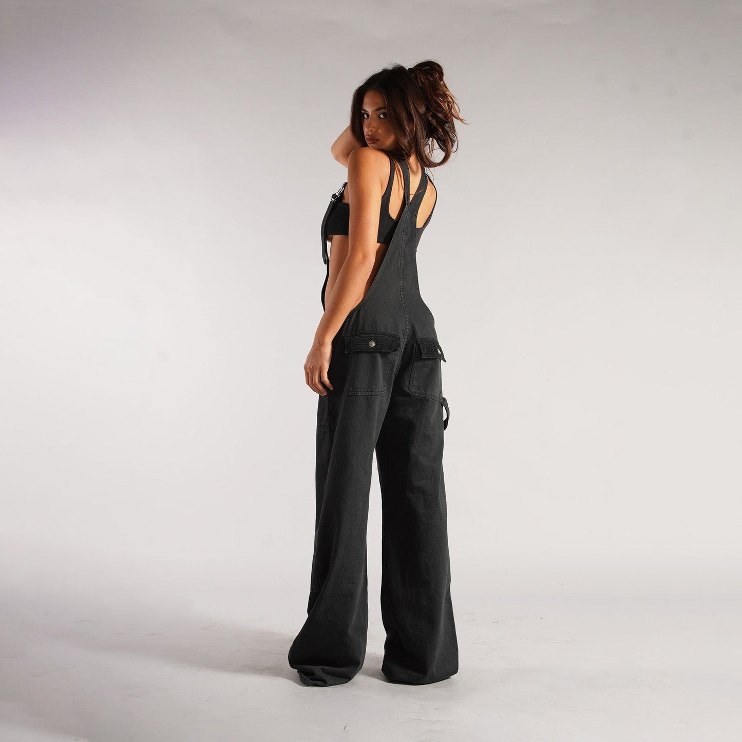 Women's Loose Fit Denim Jumpsuit – Y2K Wide Leg Suspender Overalls