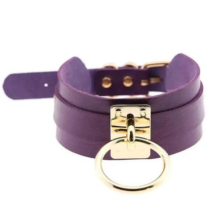 Gothic Punk Wide PU Leather O Ring BDSM Collar Choker Necklace Women Bondage Collar