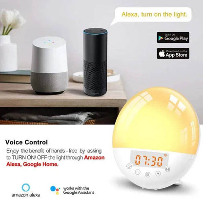 Wifi voice control smart wake-up light alarm clock