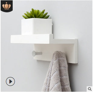 Bamboo Wall Shelf with Hooks – Creative Word Partition Floating Storage & Display Rack