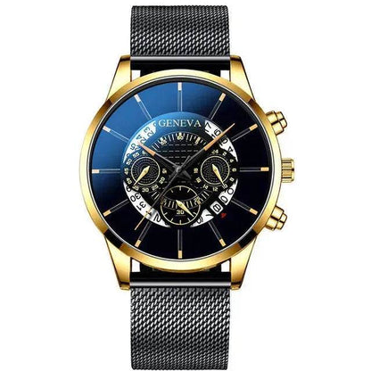 Montre calendrier en maille alliage