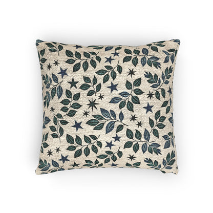 Leaf and Star Pattern Woven Pillow | Botanical Throw Cushion