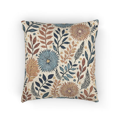 Boho Floral Woven Pillow | Textured Daisy Leaves Decorative Throw Pillow