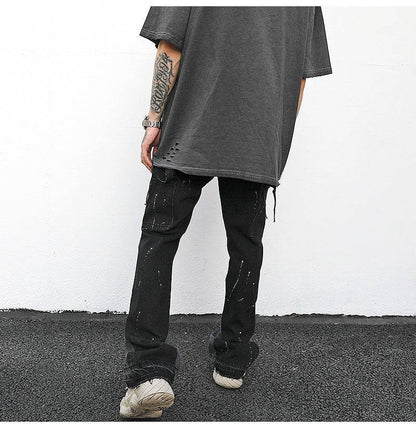 Reconstructed Splatter Denim Jeans pant fashion men