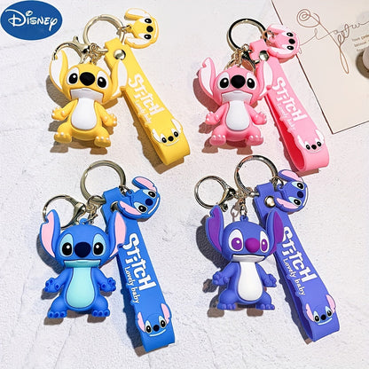 1pc Disney Lilo & Stitch Keychain, 3D Cartoon Character Charm, Ideal For Backpack, Car Keys Bag Charms, Birthday Party Favors