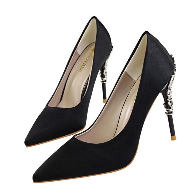 Women's Elegant High Heel Dress Shoes – Wedding Party Pumps with Luxury Metallic Design