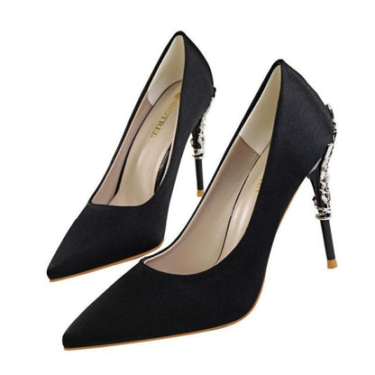 Women's Elegant High Heel Dress Shoes – Wedding Party Pumps with Luxury Metallic Design