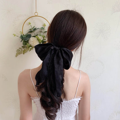 Silk satin oversized bow tie Hair Scrunchies ponytail Holder