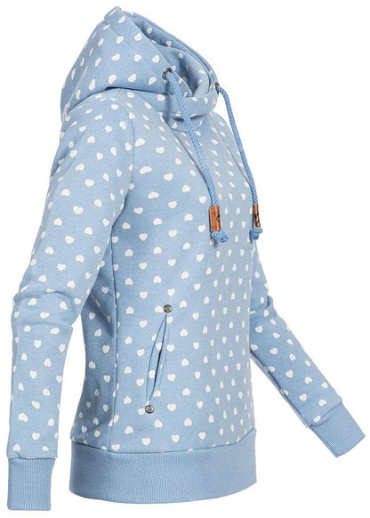 Women Printed loose hooded sweatshirt