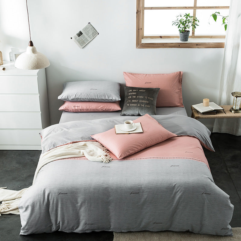 100% Cotton Geometric Bedding Set – Quilted Reactive Print Sheet & Duvet Cover Set