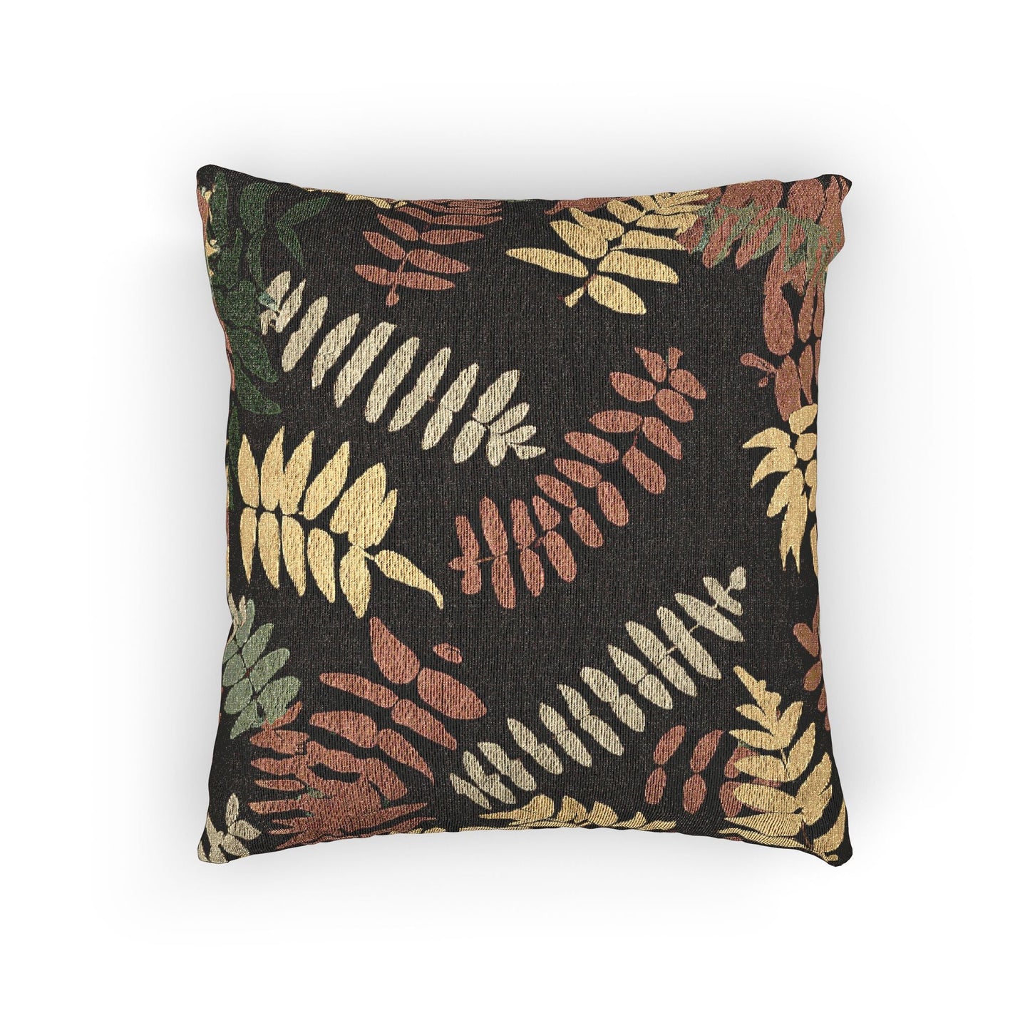 Fern Leaf Pattern Woven Pillow, Retro Botanical Throw Pillow | Earth Tone Leaves