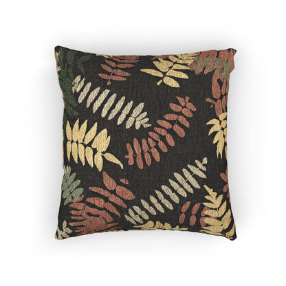 Fern Leaf Pattern Woven Pillow, Retro Botanical Throw Pillow | Earth Tone Leaves
