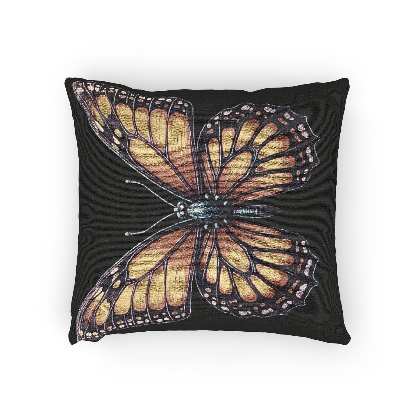 Monarch Butterfly Woven Pillow | Pixel Art Butterfly Throw Pillow
