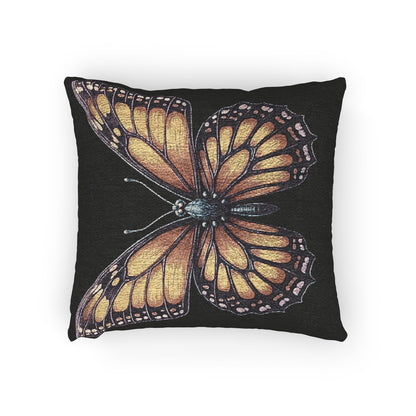 Monarch Butterfly Woven Pillow | Pixel Art Butterfly Throw Pillow
