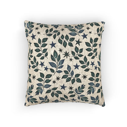 Leaf and Star Pattern Woven Pillow | Botanical Throw Cushion