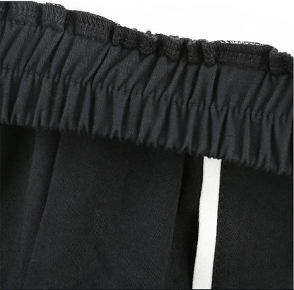 White Stripe Cargo Pants Women Trousers Pockets Patchwork Contrast Color High Waist Pants Hip Hop Capris
