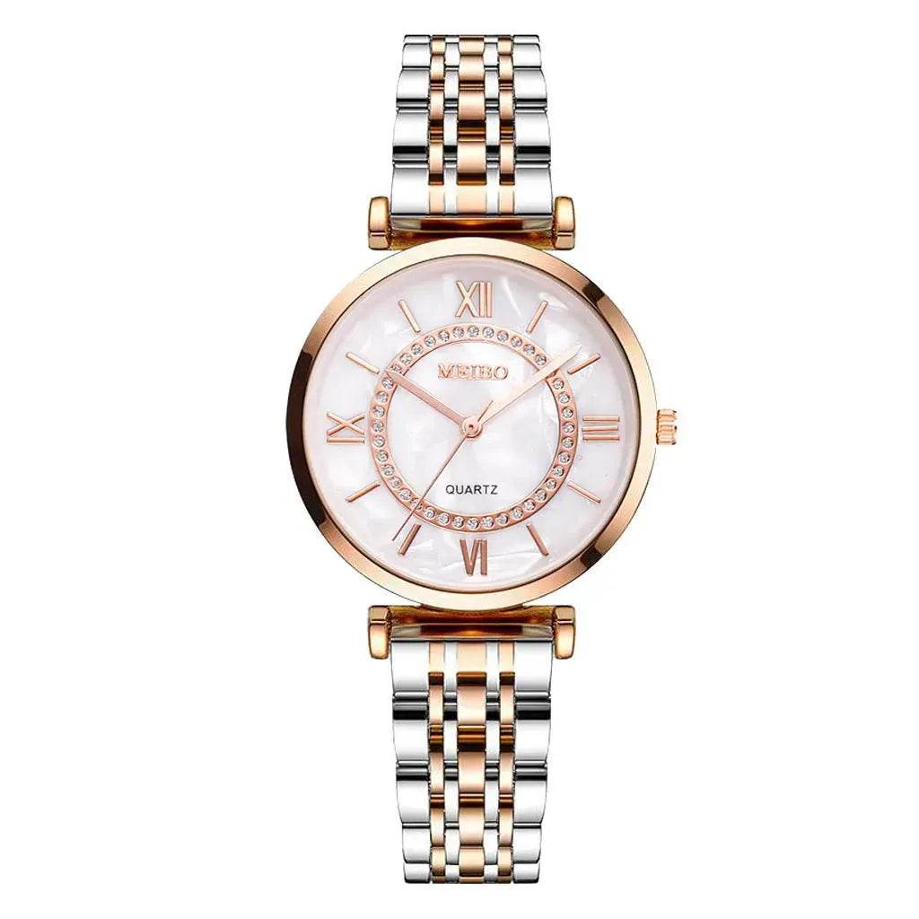 Montre à quartz dorée pour femme