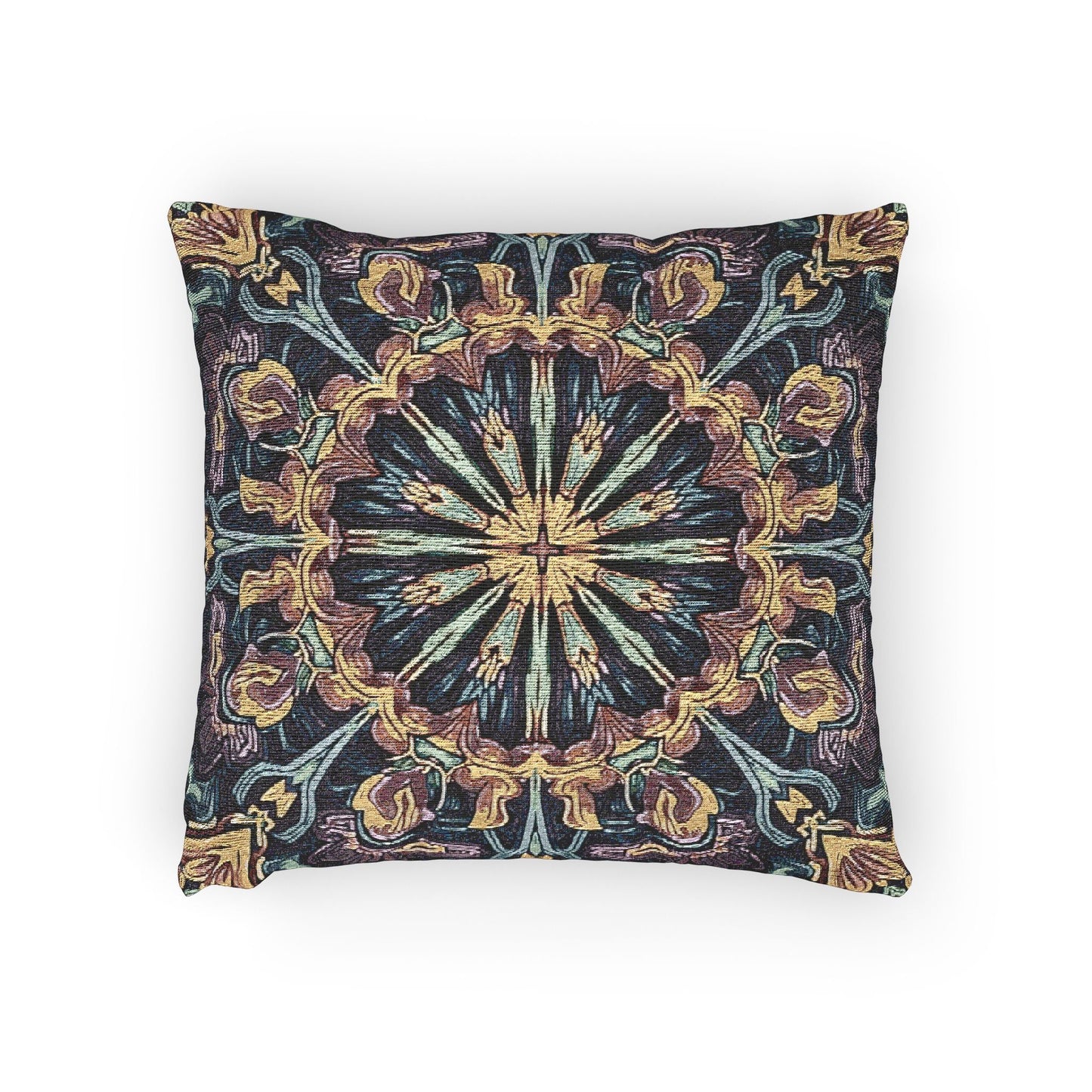 Geometric Mandala Woven Pillow | Boho Mosaic Throw Cushion