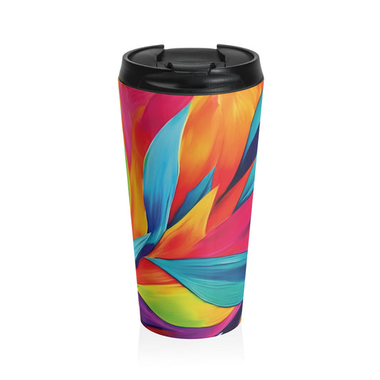 Mug de voyage en acier inoxydable à motifs de pétales abstraits colorés