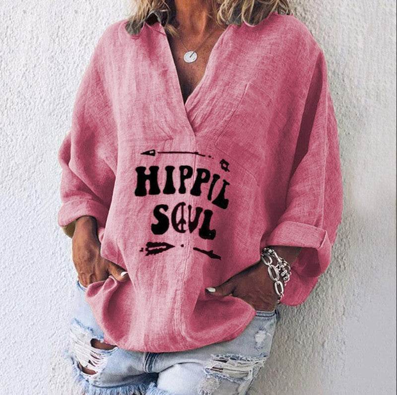 Casual Summer Cotton blend pocket women blouse  top