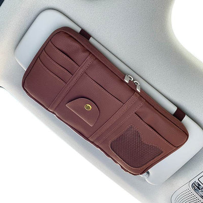 Organisateur de Pare-Soleil de Voiture Rangement Entièrement en Cuir
