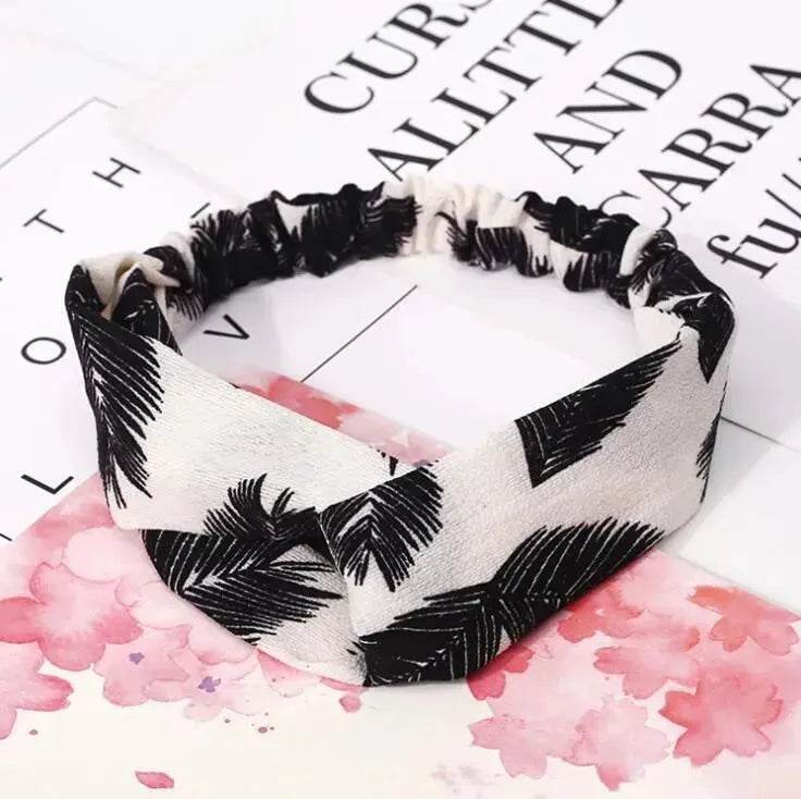 Bandeau croisé à nœud pour femme style rétro, imprimé floral