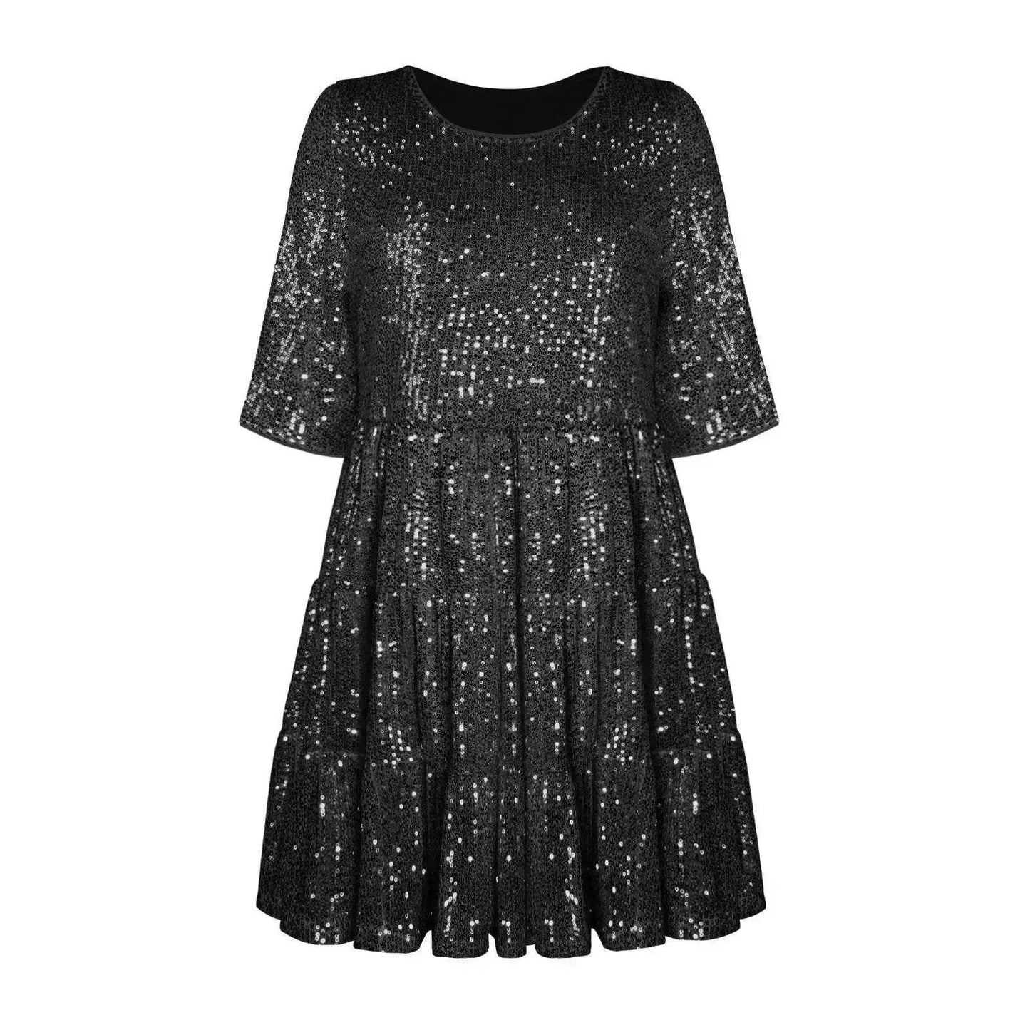 Elegant ladies Sequined Short Mini Skater Dress
