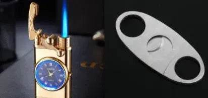 New Lighter With Electric Watch Rocker Arm Automatic Ignition Straight Blue Flame Lighter Creative Real Dial Inflatable Windproof Cigar Lighter Men's Watch Gift