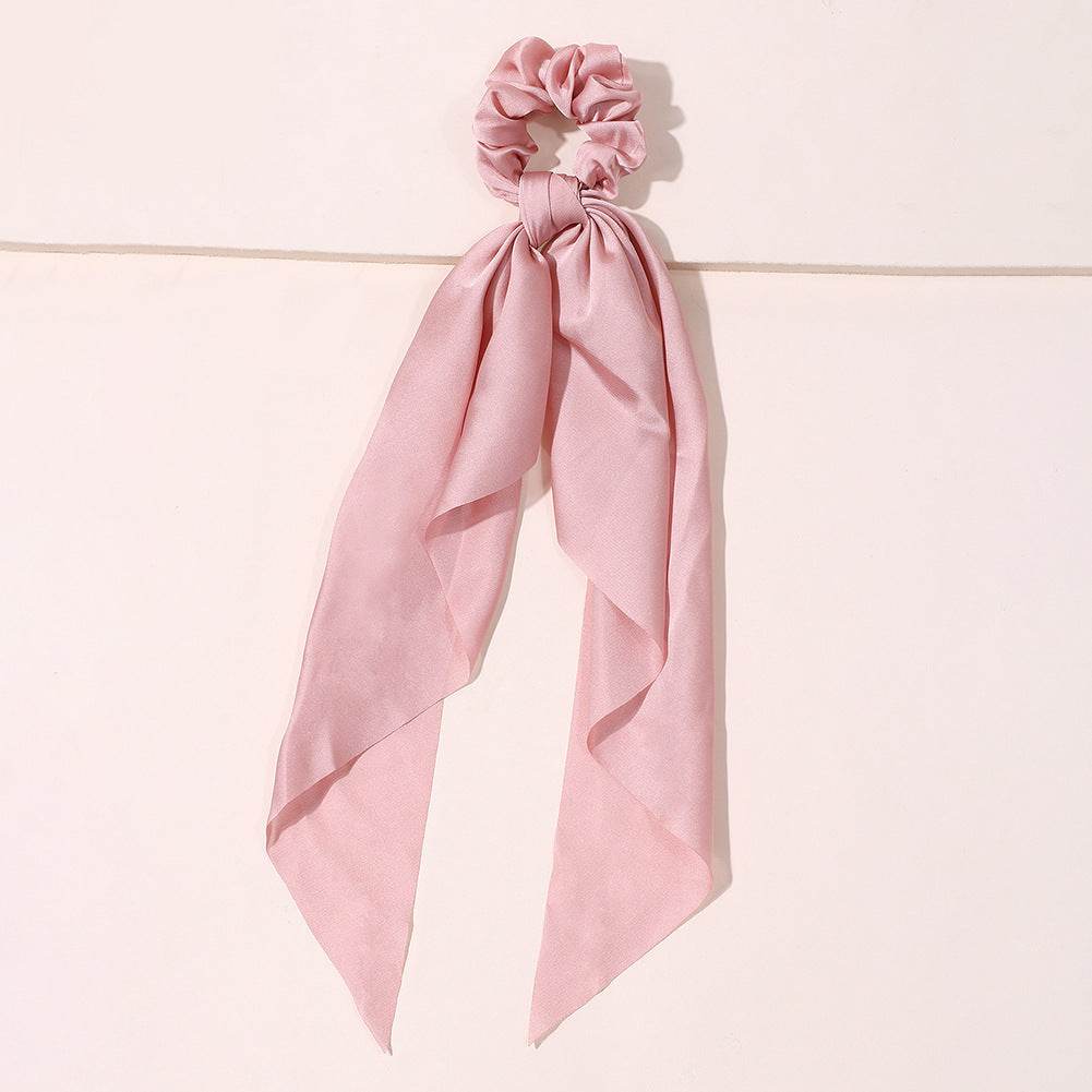 Cute Hair Silk Bow Scrunchie Vintage Satin Scarf Scrunchie