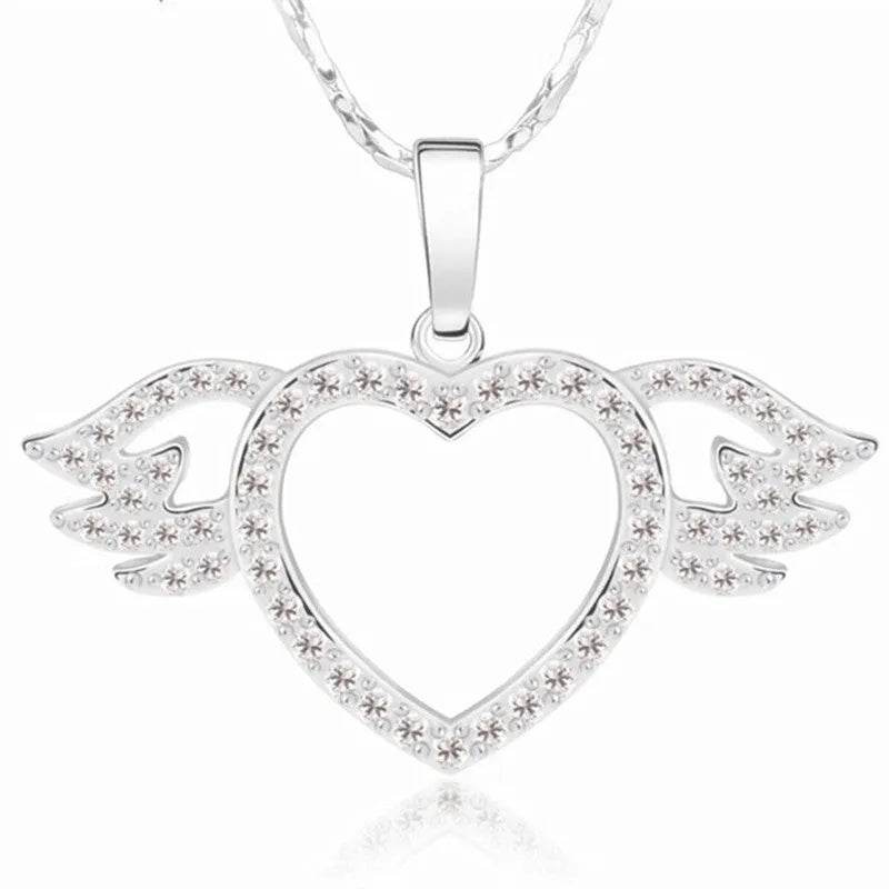 Femmes Mode Ange amour pendentif Collier Or Argent