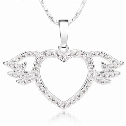 Femmes Mode Ange amour pendentif Collier Or Argent